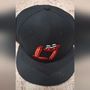 Baseballism L7 Weenie Fitted Hat Baseball Cap Size 7 5/8 Black Sandlot Hotdog